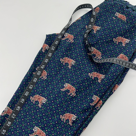 J. Crew Blue and Green 100% Silk Cropped Pants - Picture 6 of 10